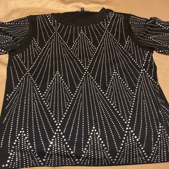 New Black Rhinestone Top - Picture 1 of 2